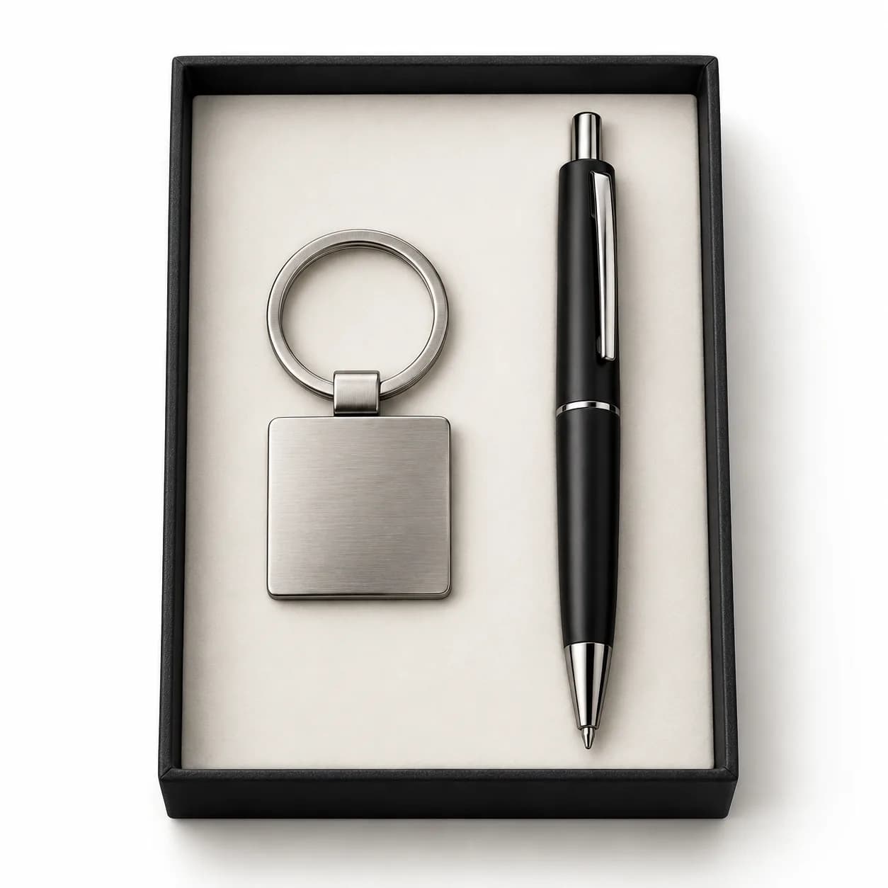Duo vierkante sleutelhanger en pen – afbeelding 1