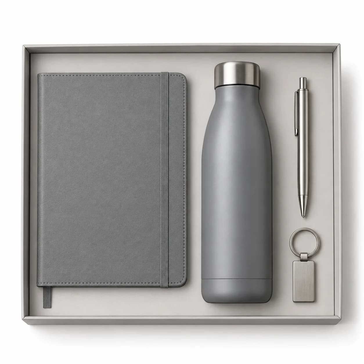Grijs welkomstpakket met vier items – afbeelding 1