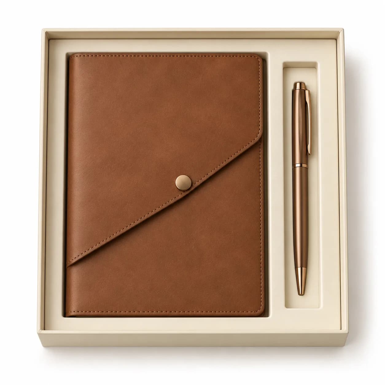 Set bruine agenda en pen