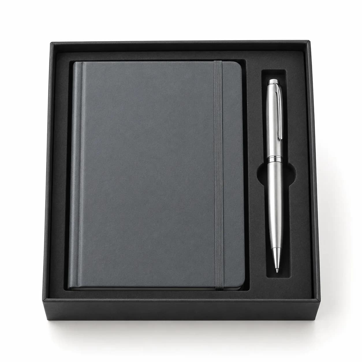Set grijs notitieboek en pen