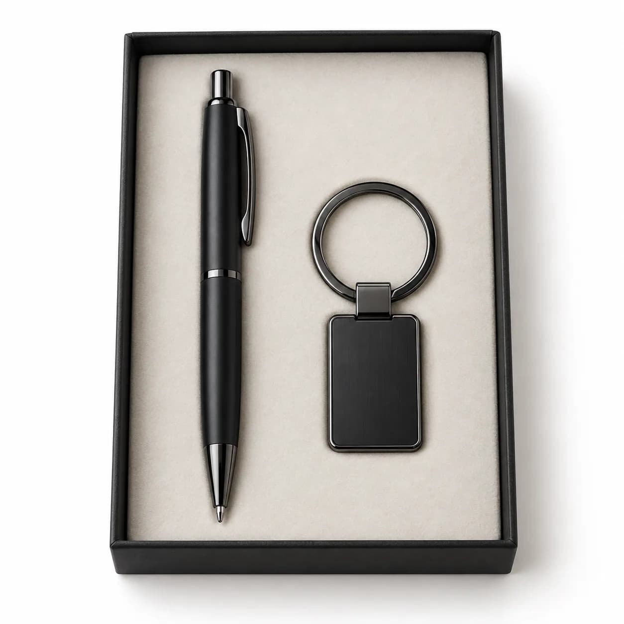 Set pen en metalen sleutelhanger