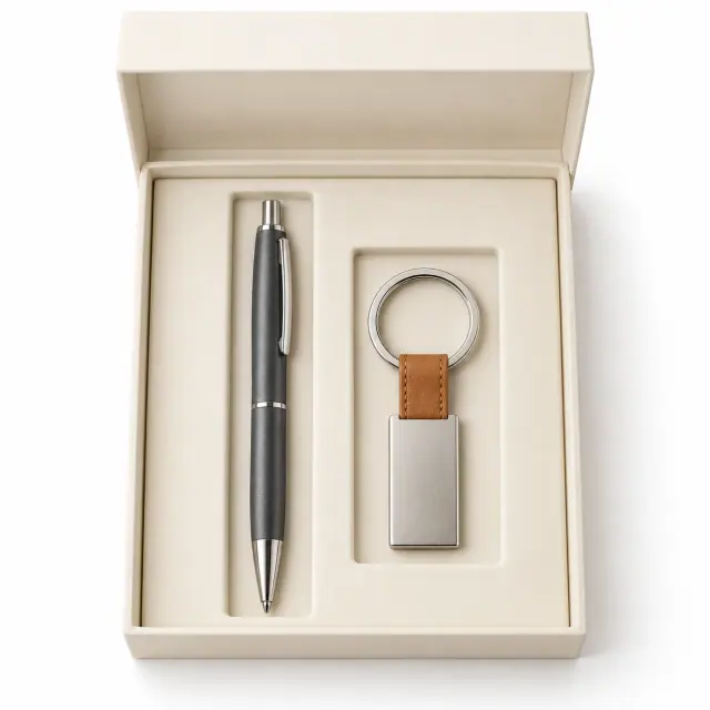 Klassieke set pen en sleutelhanger